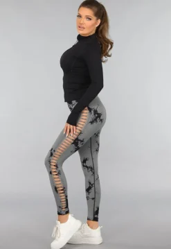 Yoga Legging met Cut Outs en Gevlekte Print