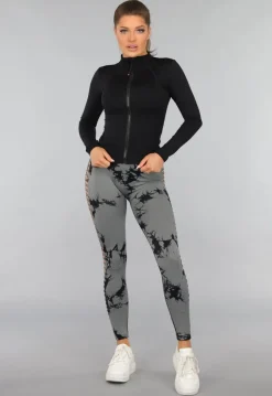 Yoga Legging met Cut Outs en Gevlekte Print