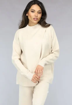 Zachte Beige Lounge Set met Overslag