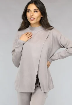 Zachte Taupe Lounge Set met Overslag