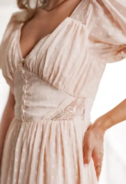 Zalmroze Maxi Jurk met Dot Effect
