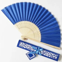 Zijden Bamboe Waaier Royal Blauw
