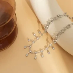 Zilveren Bodychain met Strass Bedeltjes