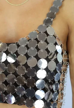 Zilveren Coin Crop Top