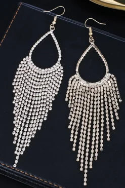 Zilveren Druppel Oorbellen met Strass