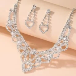 Zilveren Glamour Strass Sieraden Set