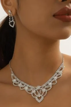 Zilveren Glamour Strass Sieraden Set