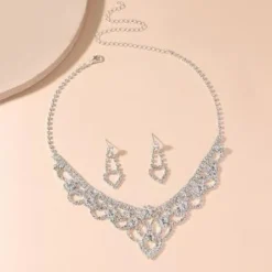Zilveren Glamour Strass Sieraden Set
