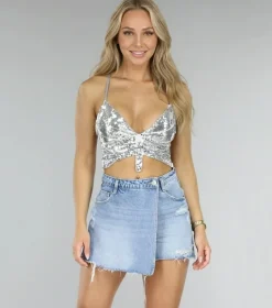 Zilveren Glitter Vlinder Top