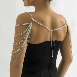 Zilveren Grove Schouder Ketting met Laagjes