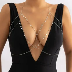 Zilveren Halter Body Chain met Coin