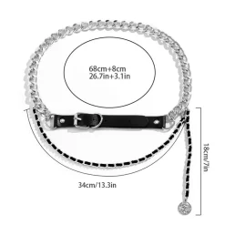 Zilveren Lederlook Riem met Bodychain