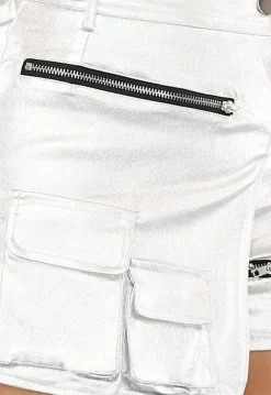 Zilveren Metallic Cargo Skort met Overslag