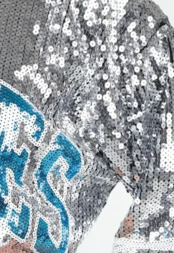 Zilveren Oversized Eagles Arend Jersey Jurk met Pailletten