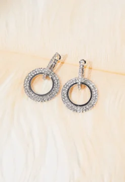 Zilveren Ronde Stainless Strass Oorbellen