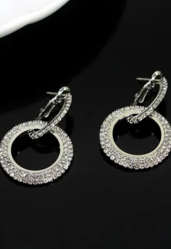 Zilveren Ronde Stainless Strass Oorbellen
