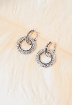 Zilveren Ronde Stainless Strass Oorbellen