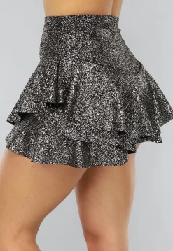 Zilveren Ruffle Skort met Glitters