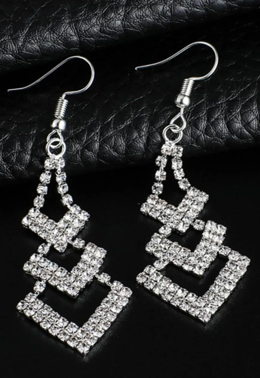 Zilveren Stainless Statement Strass Oorbellen
