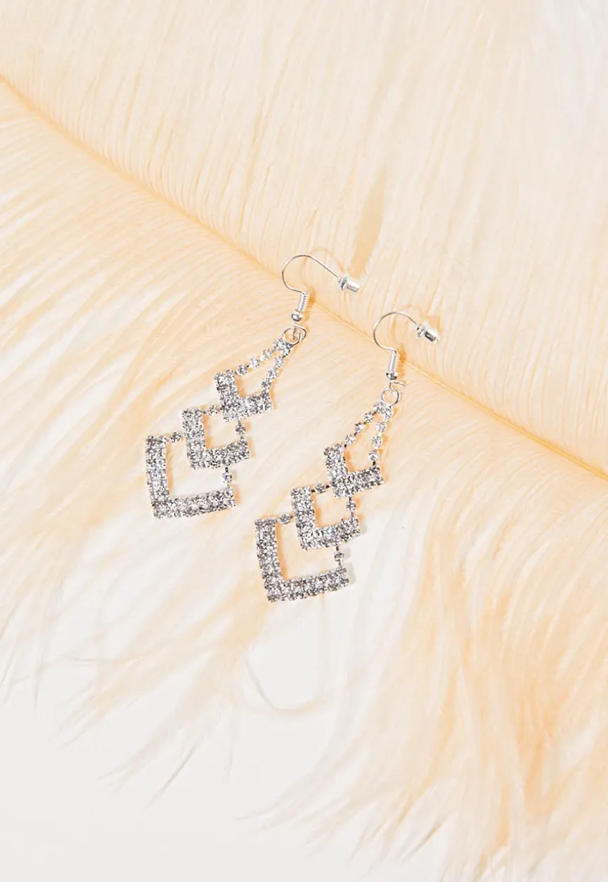Zilveren Stainless Statement Strass Oorbellen