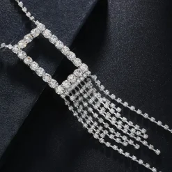 Zilveren Strass Bodychain met Waterval Detail