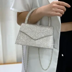 Zilveren Strass Hand/Schoudertasje
