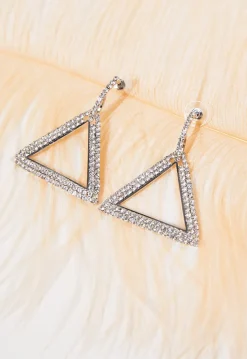 Zilveren Triangle Stainless Strass Oorbellen