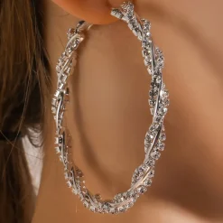 Zilveren Twist Strass Oorbellen