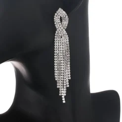 Zilverkleurige Oorbellen met Kwastjes van Strass