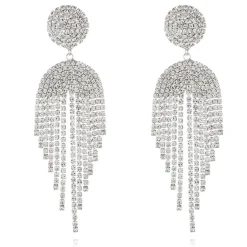 Zilverkleurige Oorhangers met Strass