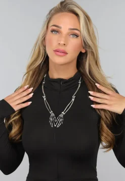 Zilverkleurige Skeletten Ketting