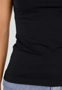 Zwart Basic T-Shirt met Korte Mouwen en Ronde Hals