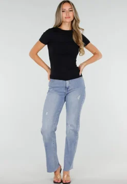 Zwart Basic T-Shirt met Korte Mouwen en Ronde Hals