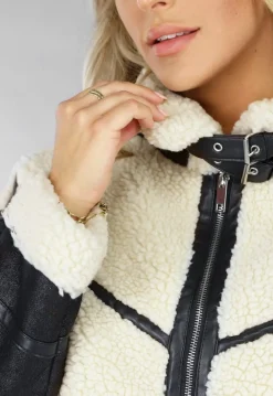 Zwart/Beige Teddy Lammy Coat