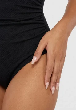 Zwart Corrigerend Badpak met Diepe V-Hals