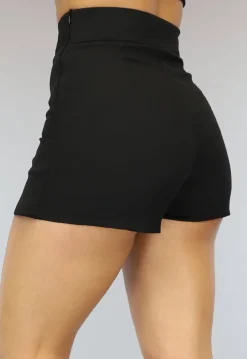 Zwarte Aansluitende Skort met Split