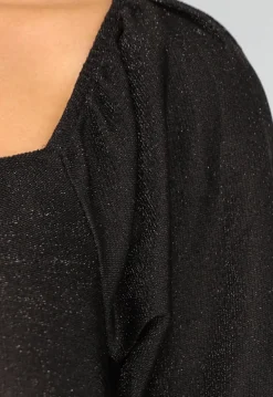 Zwarte Asymmetrische Glitter Jurk