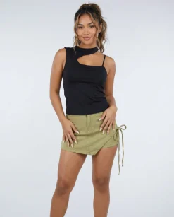 Zwarte Asymmetrische Top met Open Schouder en Push-Up Pads