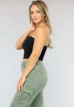 Zwarte Bandeau Jeans Top