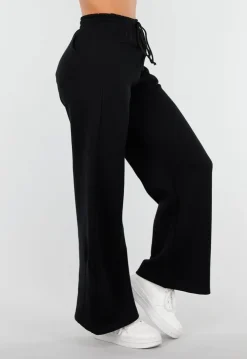 Zwarte Barrel Fleece Joggingbroek met Stretch
