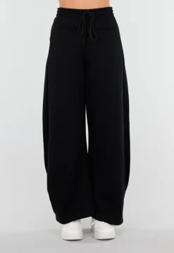 Zwarte Barrel Fleece Joggingbroek met Stretch