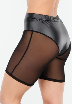 Zwarte Bikershort met Gladde Afwerking en Meshpanelen