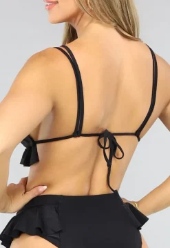 Zwarte Bikinitop met Ruches