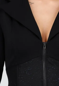 Zwarte Blazerjurk met Korsetlook en Stretch