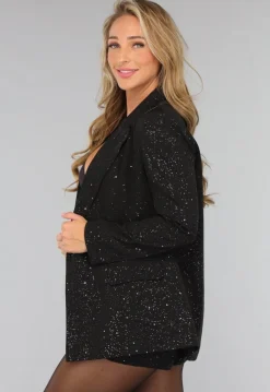 Zwarte Blazer met Diverse Glitter