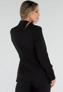 Zwarte Blazer met Goudkleurige Gesp Ceintuur