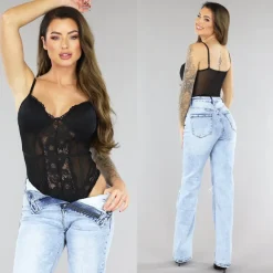 Zwarte Bodysuit met Kanten Details
