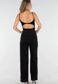 Zwarte Bodysuit met Spaghetti Bandjes en Pads
