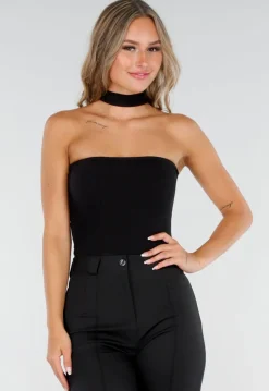 Zwarte Bodysuit met Vaste Choker