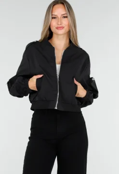 Zwarte Cargo Bomber Jas met Ritsdetails